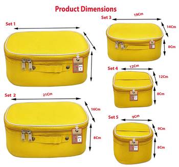 atorakushon®Nylon Mustard Makeup Storage Box Cosmetic Vanity Travelling Bag Necklace Organizer Jewellery Pouch for Women 4
