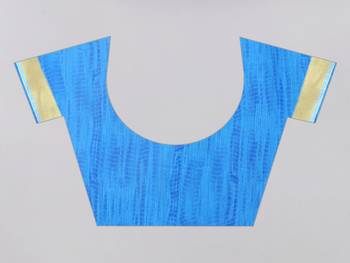 blue printed silk blend saree with blouse 4