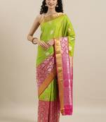 Green hand woven kanchipuram silk saree with blouse
