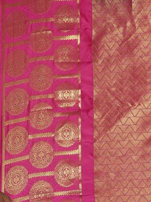 Multicolor hand woven kanchipuram silk saree with blouse 5