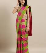 Multicolor hand woven kanchipuram silk saree with blouse
