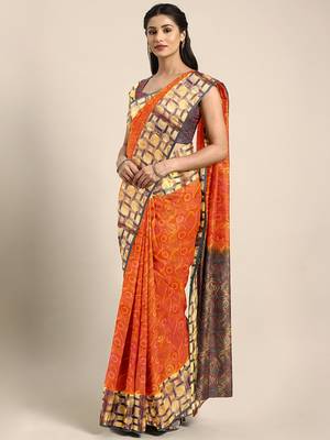 Coral hand woven kanchipuram silk saree with blouse 1