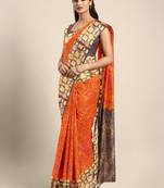 Coral hand woven kanchipuram silk saree with blouse