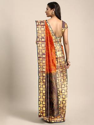 Coral hand woven kanchipuram silk saree with blouse 2
