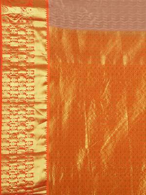Brown woven pure silk saree with blouse 3
