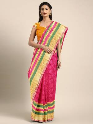 Red woven pure silk saree with blouse 1