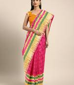 Red woven pure silk saree with blouse