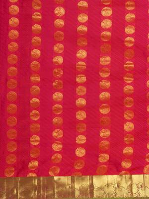 Coral hand woven kanchipuram silk saree with blouse 3