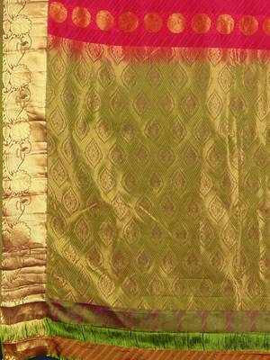 Coral hand woven kanchipuram silk saree with blouse 4