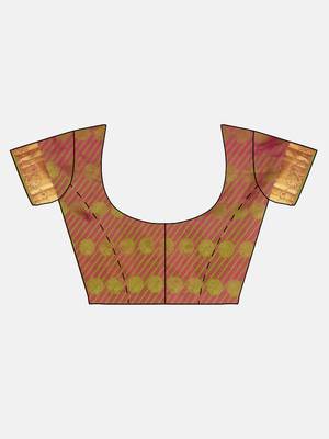 Coral hand woven kanchipuram silk saree with blouse 5