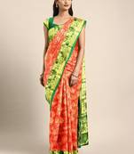 Red hand woven kanchipuram silk saree with blouse