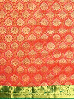 Red hand woven kanchipuram silk saree with blouse 3