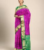 Purple hand woven kanchipuram silk saree with blouse