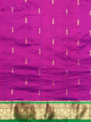Purple hand woven kanchipuram silk saree with blouse 3