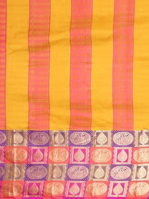 Multicolor woven pure silk saree with blouse 3