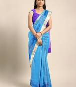 Blue hand woven kanchipuram silk saree with blouse