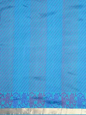 Blue hand woven kanchipuram silk saree with blouse 3