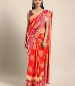 Red hand woven kanchipuram silk saree with blouse