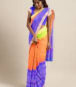 Orange hand woven kanchipuram silk saree with blouse