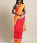 Red hand woven kanchipuram silk saree with blouse