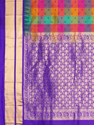 Multicolor hand woven kanchipuram silk saree with blouse 4