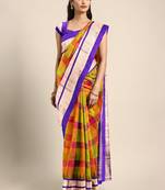Multicolor hand woven kanchipuram silk saree with blouse