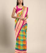 Multicolor hand woven kanchipuram silk saree with blouse