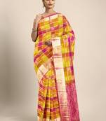 Multicolor hand woven kanchipuram silk saree with blouse