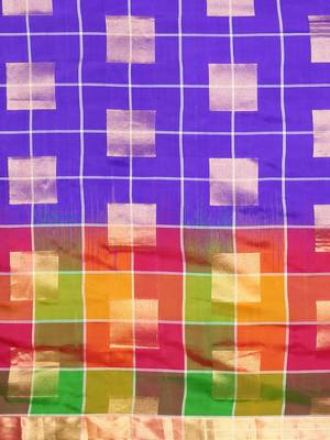 Blue hand woven kanchipuram silk saree with blouse 3