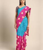 Blue hand woven kanchipuram silk saree with blouse