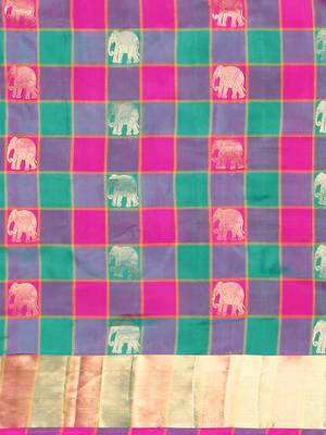 Multicolor hand woven kanchipuram silk saree with blouse 3