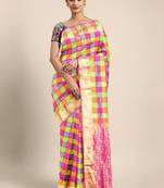 Multicolor hand woven kanchipuram silk saree with blouse