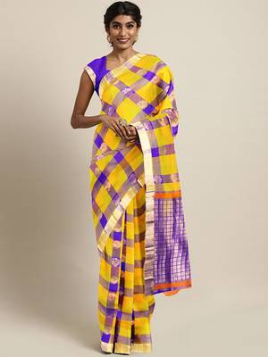Multicolor hand woven kanchipuram silk saree with blouse 1