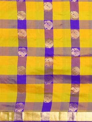 Multicolor hand woven kanchipuram silk saree with blouse 3