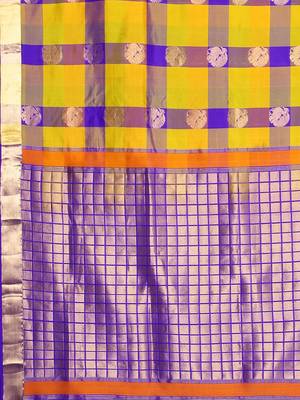 Multicolor hand woven kanchipuram silk saree with blouse 4