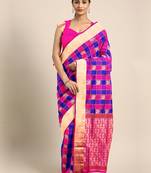 Multicolor hand woven kanchipuram silk saree with blouse
