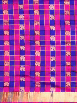 Multicolor hand woven kanchipuram silk saree with blouse 3