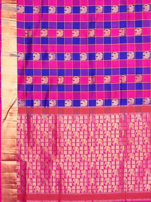 Multicolor hand woven kanchipuram silk saree with blouse 4