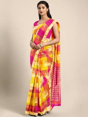 Multicolor hand woven kanchipuram silk saree with blouse 1