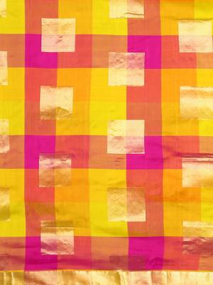 Multicolor hand woven kanchipuram silk saree with blouse 3