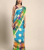 Blue hand woven kanchipuram silk saree with blouse