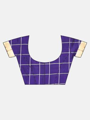 Blue hand woven kanchipuram silk saree with blouse 5