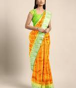 Orange hand woven kanchipuram silk saree with blouse