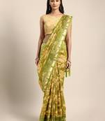 Green hand woven kanchipuram silk saree with blouse