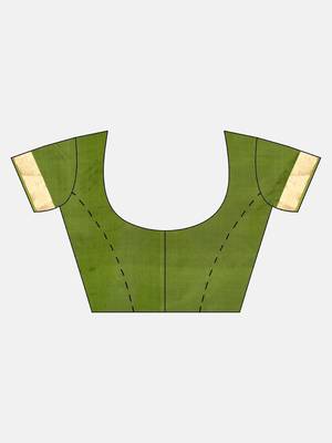 Green hand woven kanchipuram silk saree with blouse 5