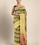 Multicolor hand woven kanchipuram silk saree with blouse
