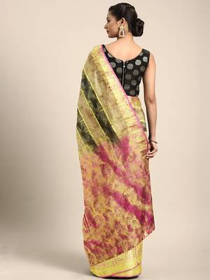 Multicolor hand woven kanchipuram silk saree with blouse 2