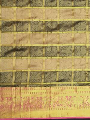 Multicolor hand woven kanchipuram silk saree with blouse 3