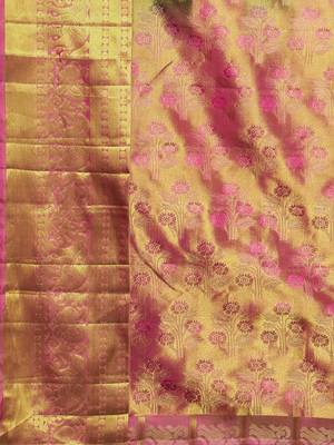 Multicolor hand woven kanchipuram silk saree with blouse 4