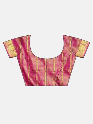 Multicolor hand woven kanchipuram silk saree with blouse 5